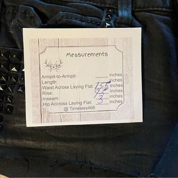 Buckaroo Black Short Mid-Rise Studs Embalished Jeans Sz 24 - Picture 7 of 10